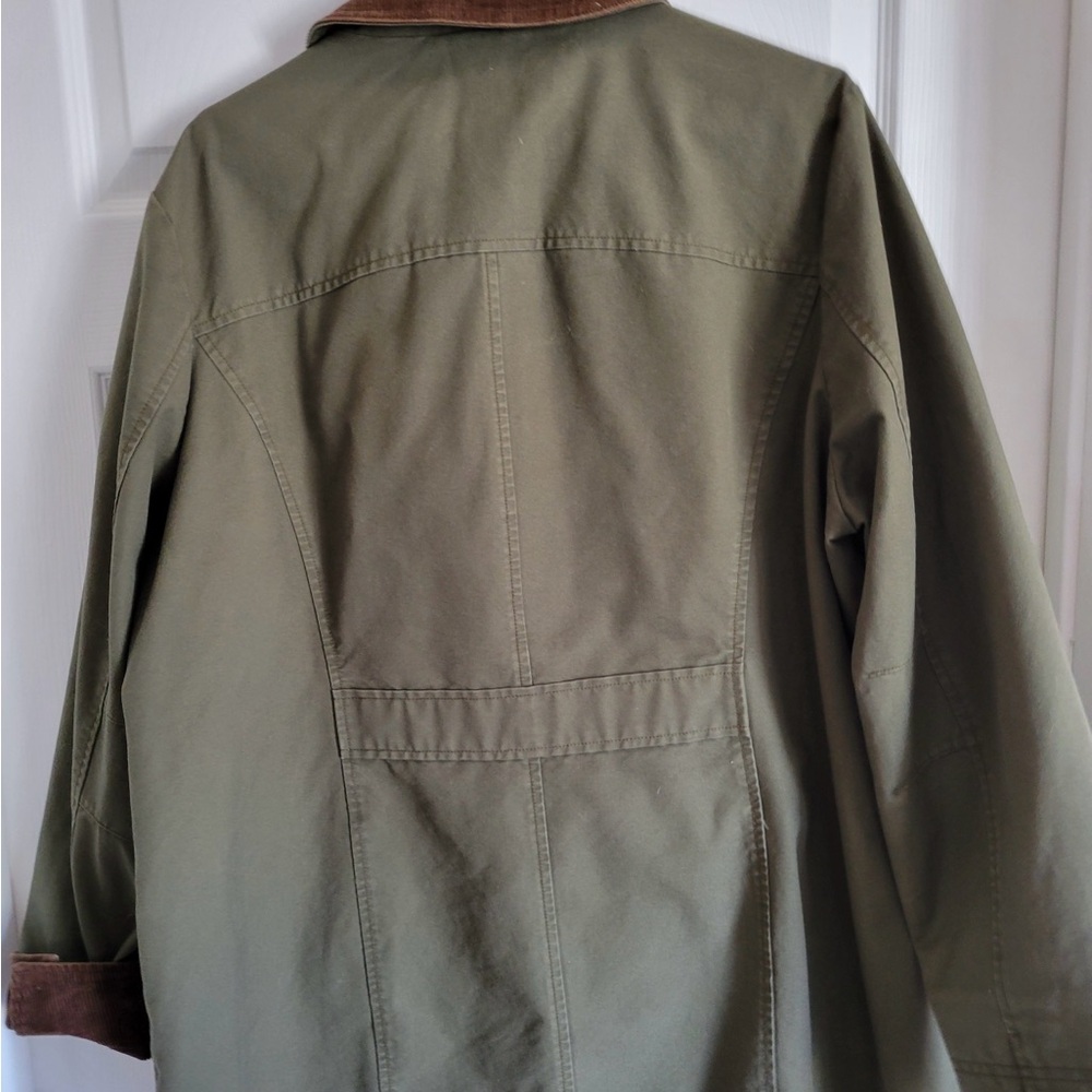 L.L. Bean Women's Barn Jacket-Barn Coat Green with Brown Collar sz1X NWT - Picture 4 of 9